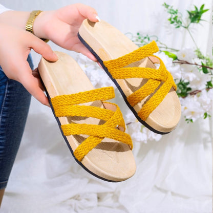 Burlap slipper | mustard- Model 017