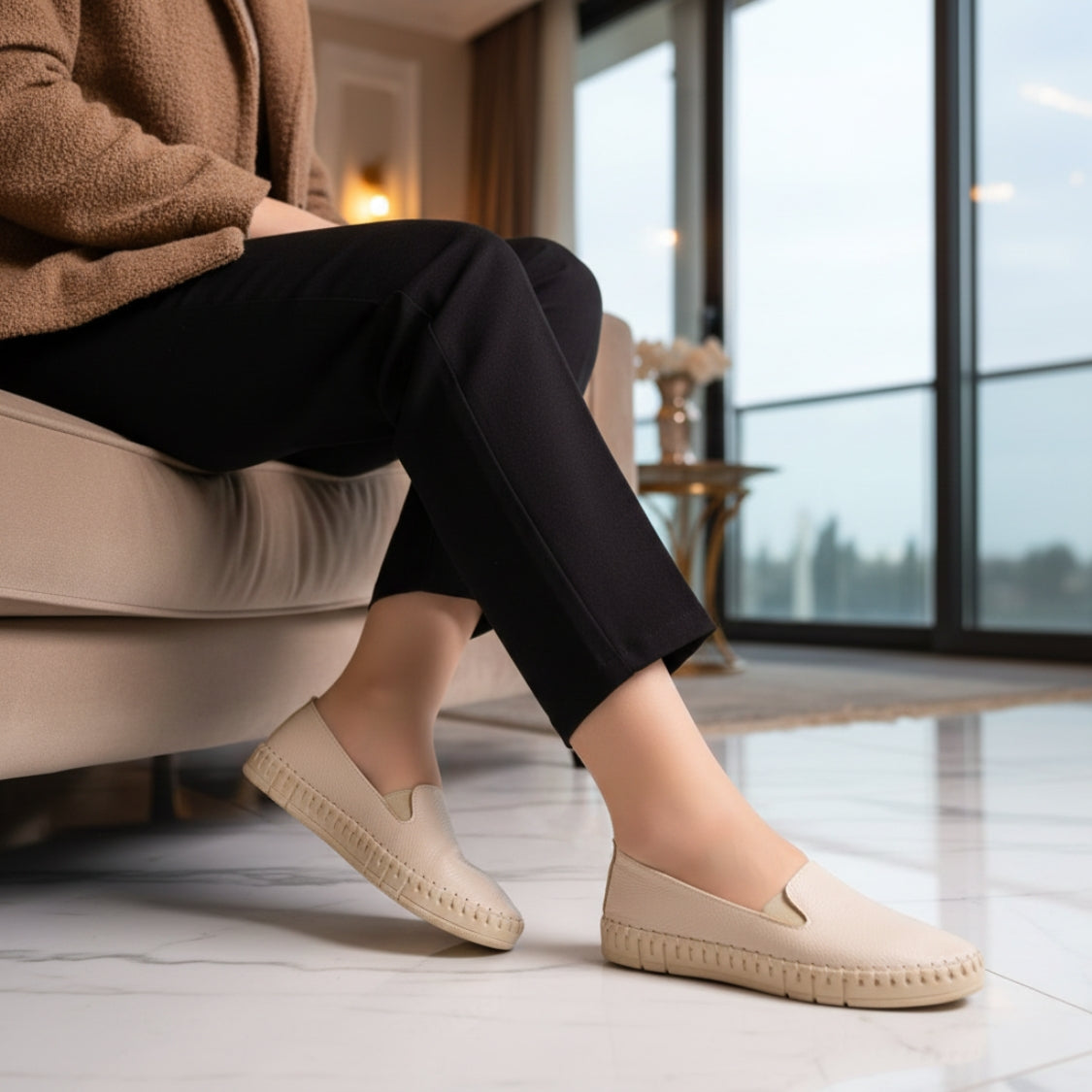 Loafer Medical shoesr Handmade | Beige- Model 110