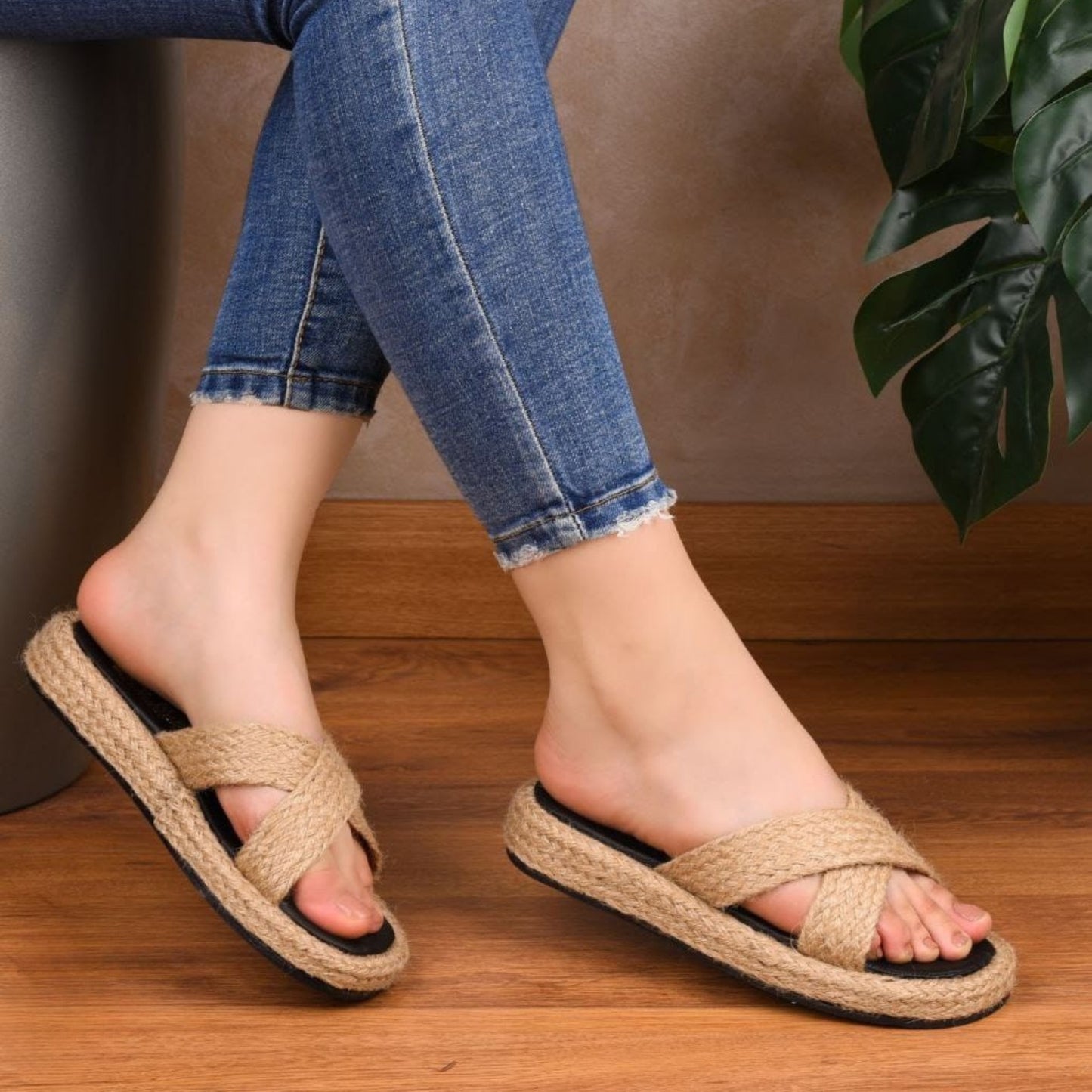 Burlap slipper | beige- Model 014