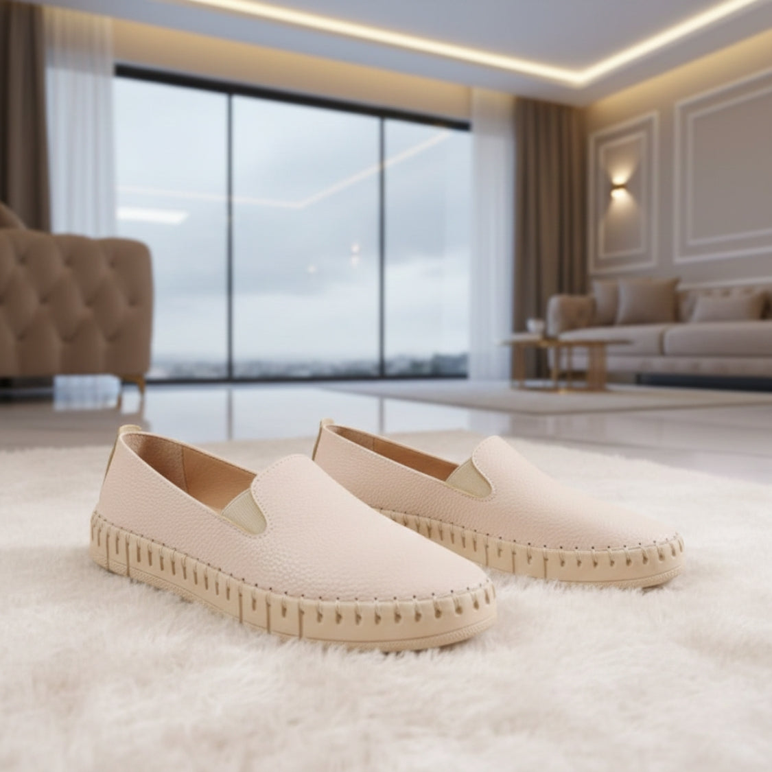 Loafer Medical shoesr Handmade | Beige- Model 110