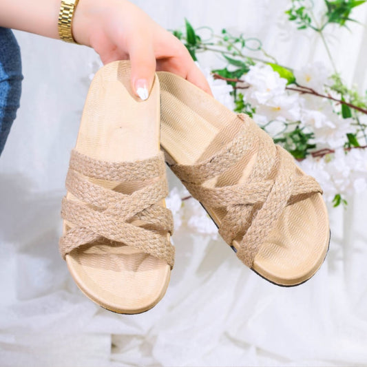 Burlap slipper | beige- Model 017