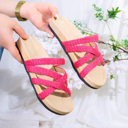 Burlap slipper | Fuchsia- Model 017