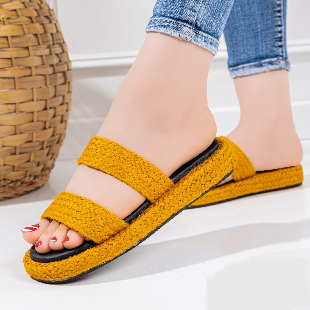 Burlap slipper | mustard- Model 015