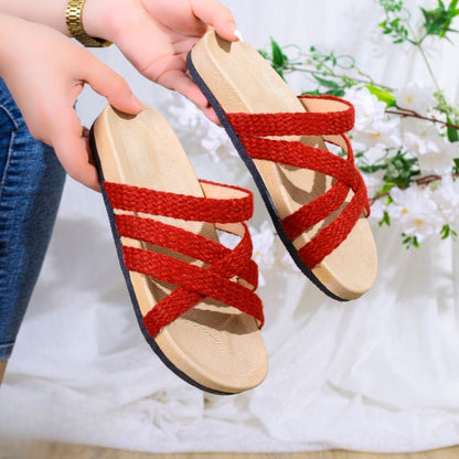 Burlap slipper | red - Model 017