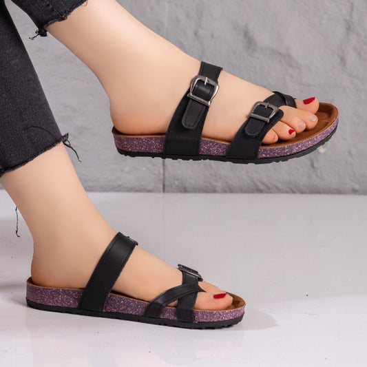 Leather slipper | Black - Model 130