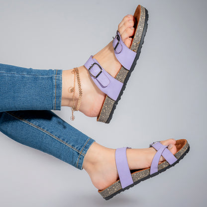 شبشب حريمي بصباع جلد صناعي لون موف أنيق ومريح لفصل الصيف
